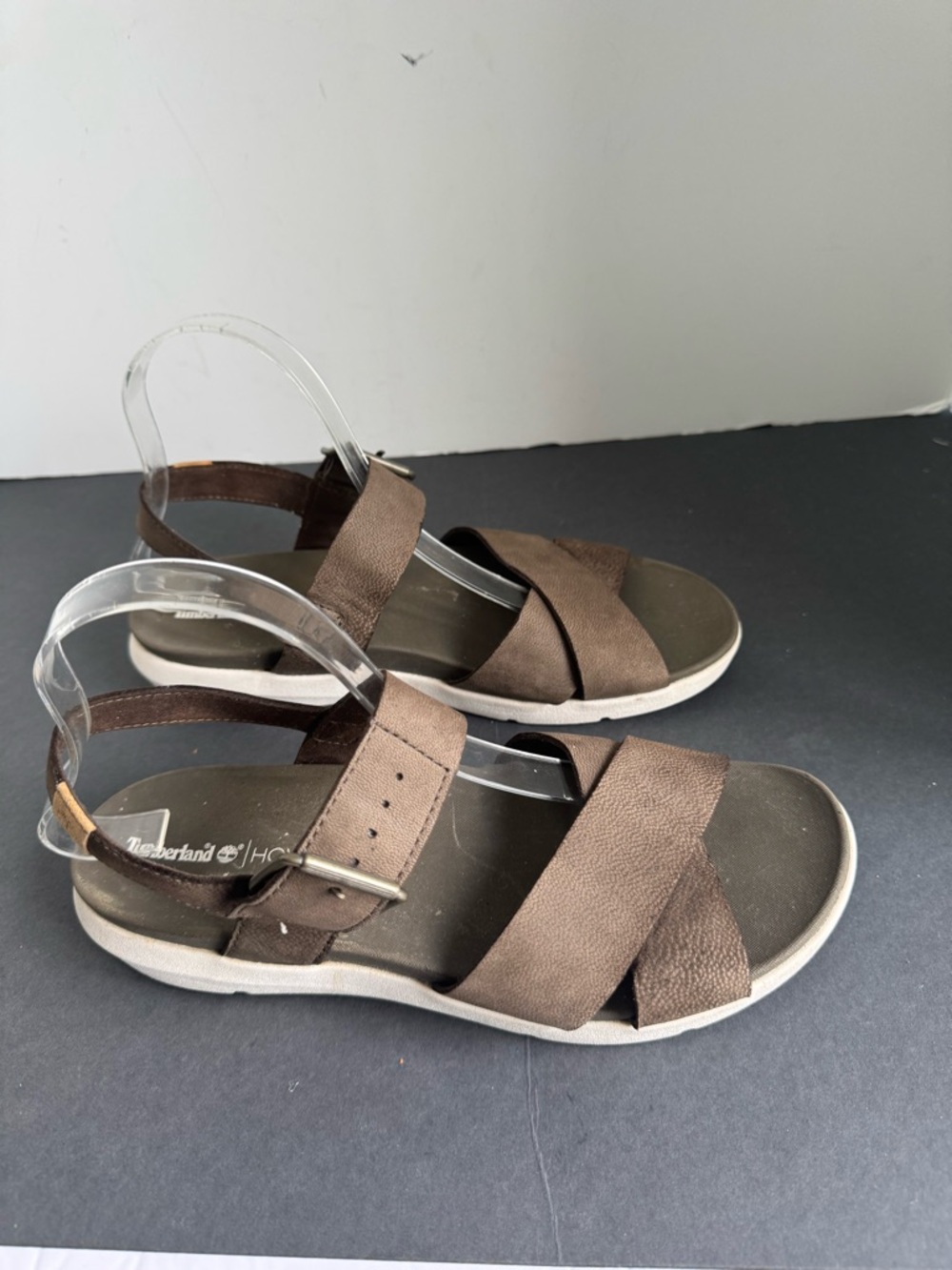 Timberland Women's Wilesport Brown/Green Leather Strap Sandals A1TSW. Size 8 - Picture 9 of 14